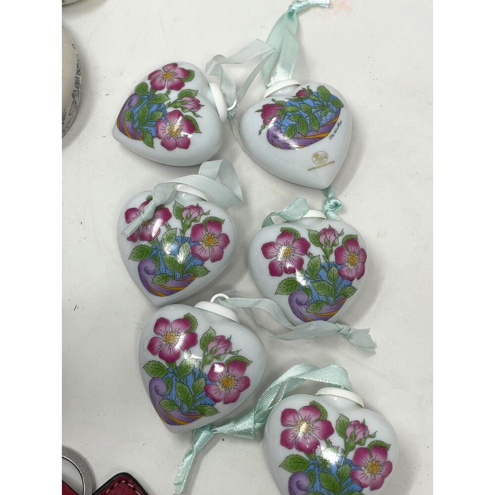 Die Lowenmarke Hutschenreuther Lot of 6 Heart and Flower Ornaments *NEW* German